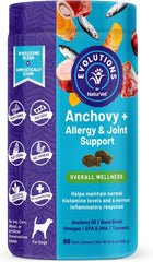 NaturVet Evolutions Anchovy + Allergy & Joint Support 90ct Soft Chews for Dogs - Anchovy Oil, Bone Broth - Helps Maintain Normal Histamine Levels - Helps Support Normal Inflammatory Response