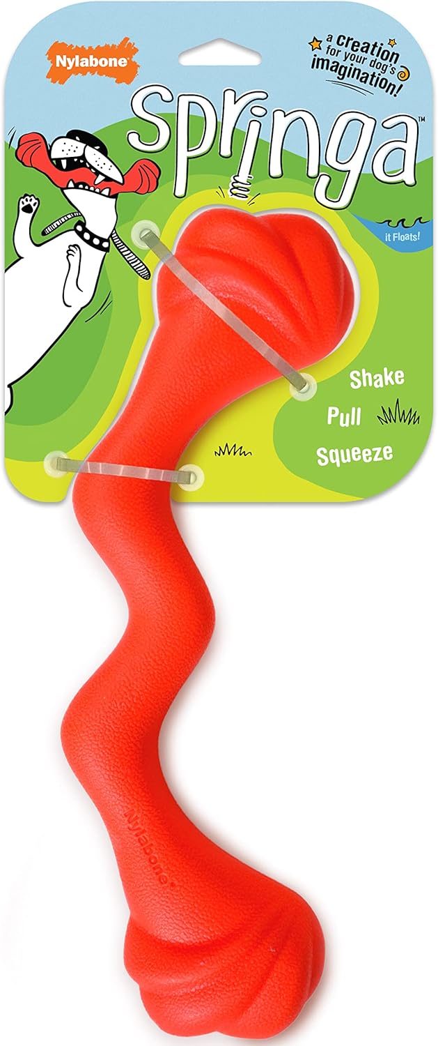 Nylabone Springa Interactive Dog Toy – Lightweight Flexible Floatable Dog Tug Toy for Creative Play & Dog Exercise