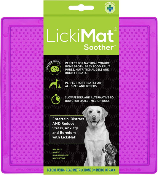 LickiMat Classic Soother Slow Feeder for Dogs Lick Mat Boredom Anxiety Reducer Perfect for Food Treats Yogurt Liquid Food Peanut Butter Fun Alternative to a Slow Feed Dog Bowl, Purple
