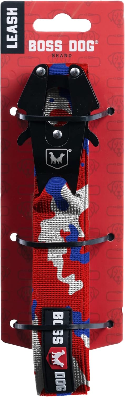 Boss Dog Tactical Leash, Red, White, Blue Camo