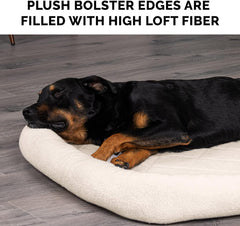 Furhaven Dog Bed for Large/Medium Dogs, 100% Washable, Sized to Fit Crates - Sherpa Fleece Bolster Crate Pad - Cream