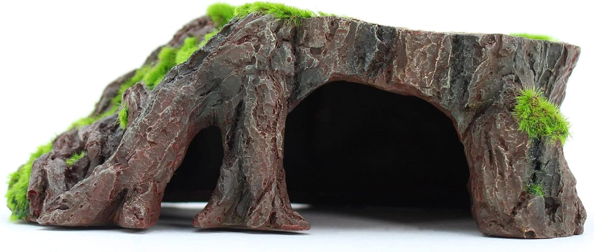 Penn-Plax Aqua-Flora Aquarium Living Resin Decoration with Embedded Glosso Plant Seeds – Tree Stump – Safe and Healthy for Freshwater Fish