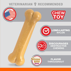 Nylabone Original Bone Power Chew Toy for Dogs, Durable & Tough Dog Toys for Aggressive Chewers, Peanut Butter Flavor