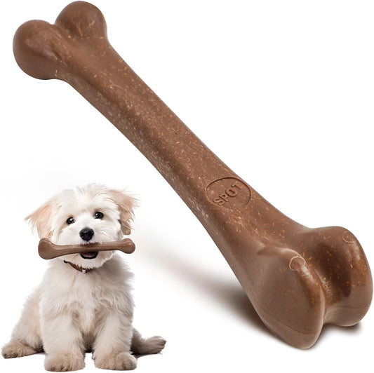 SPOT Bam-Bones Bone - Made with Strong Bamboo Fiber, Durable Long Lasting Dog Chew for Light to Moderate Chewers, Great Toy for Adult Dogs & Teething Puppies Under 25lbs, Bacon Flavor
