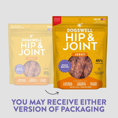 DOGSWELL Jerky Hip and Joint Dog Treats Grain Free Made in USA Only, Glucosamine and Chondroitin, Duck