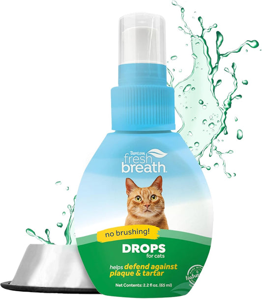 TropiClean Fresh Breath Drops for Cats Travel Size | Cat Mouthwash | Water Additive For Cats | Kitten Bad Breath Water Additive | Made in the USA |