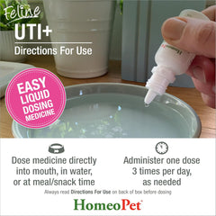 HomeoPet Feline UTI Plus, Safe and Natural Urinary Tract Supplement for Cats, Feline Urinary Tract Support, 15 Milliliters