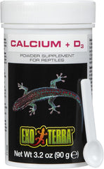 Exo Terra Calcium + D3 Powder: Ultra-fine, Phosphorus Free Formula Boosts Bone Health & Calcium Absorption Ideal for Insects, Fruits & Veggies 3.2 oz.