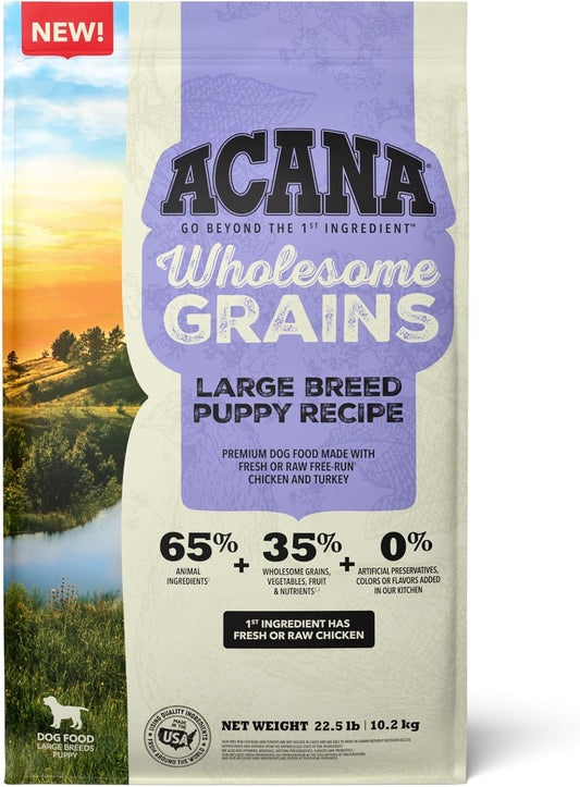 ACANA Wholesome Grains Dry Dog Food, Large Breed Puppy Recipe, Chicken Dog FoodACANA Wholesome Grains Dry Dog Food, Large Breed Puppy Recipe, Chicken Dog Food