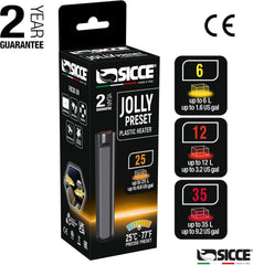 Sicce 6W Jolly Preset Small Submersible Aquarium Heater, Constant Temperature, Betta Fish Tank Heater Set to 77℉ for 1-2 Gallons Freshwater & Saltwater Tanks