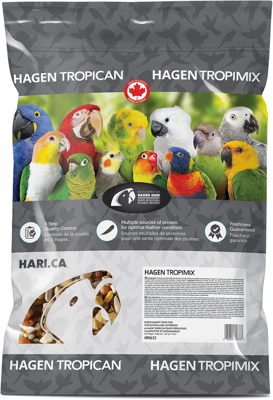 Tropimix Bird Food for Cockatiels and Lovebirds, Hagen Parrot Food with Seeds, Fruit, Vegetables, Vitamins & Amino Acids, 8 Pound (Pack of 1)