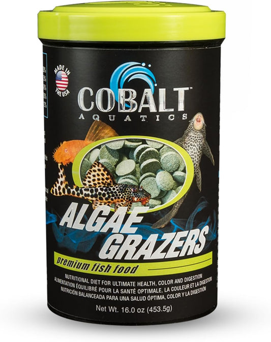 Cobalt Aquatics Algae Grazer Wafers, Nutrient-Rich Sinking Food for Plecos, Shrimp & Bottom Feeders - Supports Health, Digestion & Clear Water