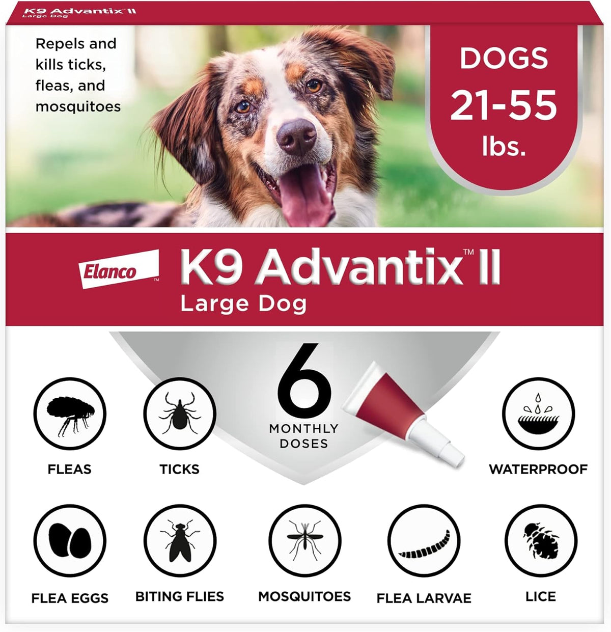 Elanco K9 Advantix II Dog Vet-Recommended Flea, Tick & Mosquito Treatment & Prevention | 6-Mo Supply