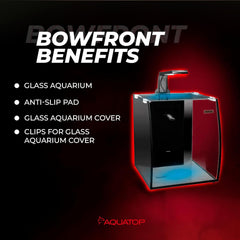 Aquatop Vertical Bowfront Glass Aquarium – All-in-One Tank with Filter and LED Light, High Clarity Glass for Freshwater & Saltwater