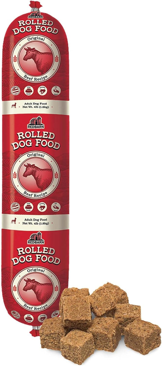 Redbarn Pet Products All-Natural Premium Rolled Dog Food, Beef Recipe - Soft Semi-Moist Wet Formula for High Protein Diet, Training Rewards, & Treat Pill Concealer