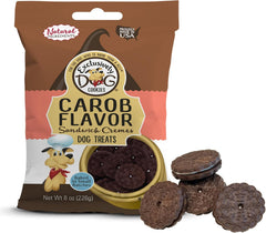 Exclusively Dog Carob Sandwich Cremes Cookies - All Natural Dog Treats, No Animal Byproducts, Baked in The USA, Ideal for Medium to Large Dogs - Carob Flavor, 8oz Bag