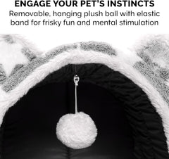 Furhaven Cat Bed Snuggle Hideout for Indoor Cats & Small Dogs, Washable & Foldable w/ Plush Ball Toy - Snuggle Hideout-Bear Pet Tent, Small