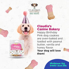 Claudia's Canine Bakery Pink Happy Birthday Dog Cookie Clamshell, 7 Ounces, Baked in The USA