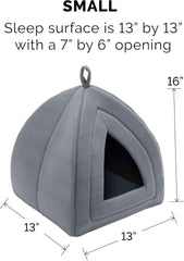 Furhaven Cat Bed Cave for Indoor Cats & Small Dogs, Washable & Foldable w/ Removable Cushion - Polar Fleece Pet Tent - Heather Gray, Small