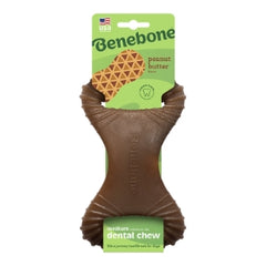 Benebone Dental Durable Dog Chew Toy for Aggressive Chewers, Real Peanut, Made in USA