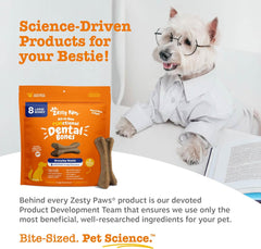 Zesty Paws Dental Bones - Fights Tartar & Plaque - Gum, Teeth & Bone Health - Cinnamon for Dog Breath - Immune, Joint, Gut, Skin & Coat Support - Omega 3 EPA & DHA and Calcium - Large Dogs - 8 ct