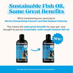 Pet Honesty Omega 3 Fish Oil for Cats & Dogs (16oz), Wild Caught Omega 3 Fish Oil for Dogs Skin and Coat Supplement, Supports Shedding, Skin & Coat, Immunity, Joint, Brain & Heart, EPA + DHA