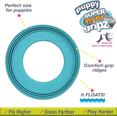 Nylabone Power Play Puppy Super Flyer Gripz Disc for Dogs - Interactive Puppy Enrichment Toys - Puppy Must Haves (1 Count)