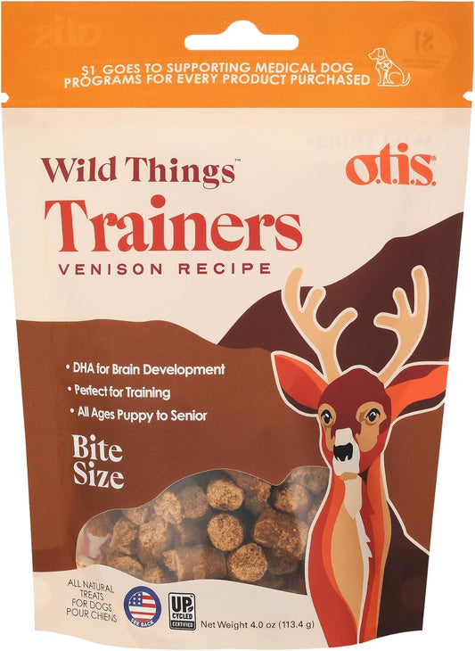 O.T.I.S. Wild Things Trainers Venison Recipe – 4 oz – Bite-Size Dog Training Treats with DHA, Ashwagandha & L-Theanine – GMO-Free – No Hormones or Additives