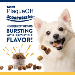 NaturVetProDen PlaqueOff Scoopables - Hickory Smoked Bacon Flavor Dental Bites for Small Dogs, Natural Kelp for Plaque & Tartar Control, Freshens Breath - Small & Medium Breed Dental Care