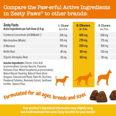 Zesty Paws Cranberry Supplement for Dogs - Bladder Control for Dogs - Urinary Tract Support - Cranberry Chews with D-Mannose, Vitamin B6 & L-Arginine - Immune & Gut Support - Bacon - 90 Count