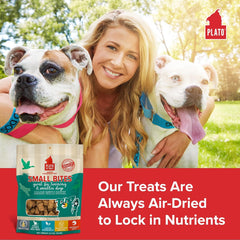 Plato Pet Treats Air Dried Small Bites Dog Treats, Natural Bite Sized Real Meat & Duck, Grain Free & High Protein, Made in the USA