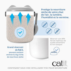 Catit PIXI Smart Vacuum Food Container – Airtight Cat Food Storage with Auto Vacuum Seal, BPA-Free, Energy Efficient, Whimsical Cat Design & Scoop