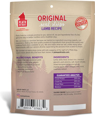 PLATO Pet Treats Real Strips - Air-Dried Meat Bars for Dogs - Delicious, Limited Ingredient Dog Treats - Grain Free - Original Real Strips Lamb