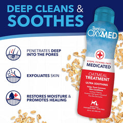 TropiClean Oxymed Medicated Cat & Dog Conditioner For Itchy Skin | Skin Soothing Oatmeal Conditioner For Dogs & Cats