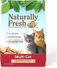 Naturally Fresh Cat Litter Made From Walnut Shells, Unscented, Multi-Cat, Upcycled, Low Dust, Sustainable
