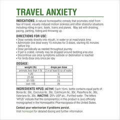 HomeoPet Travel Anxiety Relief, Safe and Natural Pet-Calming Relief Supplement for Cats, Dogs, and Other Small Animals, 15 Milliliters