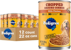 Pedigree Chopped Ground Dinner Adult Canned Soft Wet Dog Food Chicken Flavor, 22 oz. Cans  EA