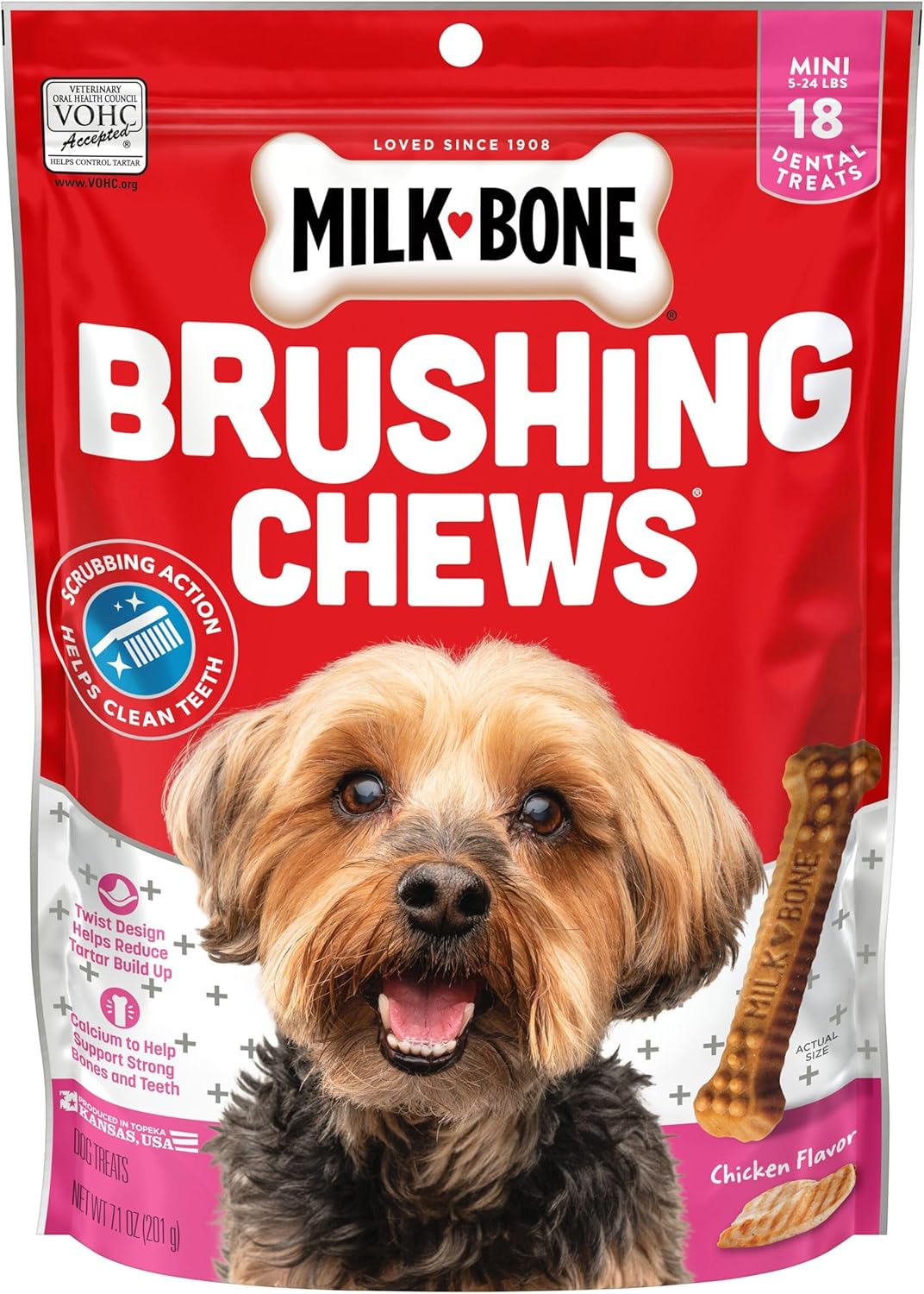 Milk-Bone Original Brushing Chews, Mini Daily Dental Dog Treats Scrubbing Action Helps Clean Teeth
