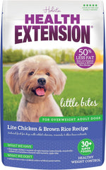 Health Extension Little Bites Lite Chicken & Brown Rice Dry Dog Food (15 lb / 6.8 kg) - Natural Formula with Probiotics & Superfoods for Overweight Adult Dogs