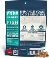 PLATO Pet Treats Dog Food Toppers - Air-Dried Dog Food Toppers for Dry Food - with Collagen to Support Skin and Coat Health - Fish and Collagen Recipe