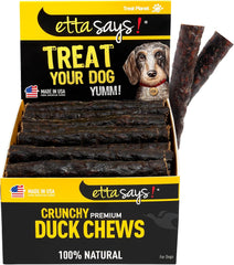 Etta Says! Premium Crunchy Duck Dog Chews - Grain-Free Dog Treats, Good for Teeth, Easy to Digest - Made in The USA
