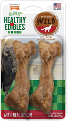 Nylabone Healthy Edibles WILD Natural Long-Lasting Bison Flavor Bone Chew Treats for Dogs (2 Count)
