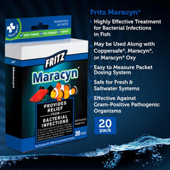 Fritz Maracyn - for Saltwater and Freshwater gram-Positive Relief from Bacterial gil, Popeye, More - Easy dose Packets