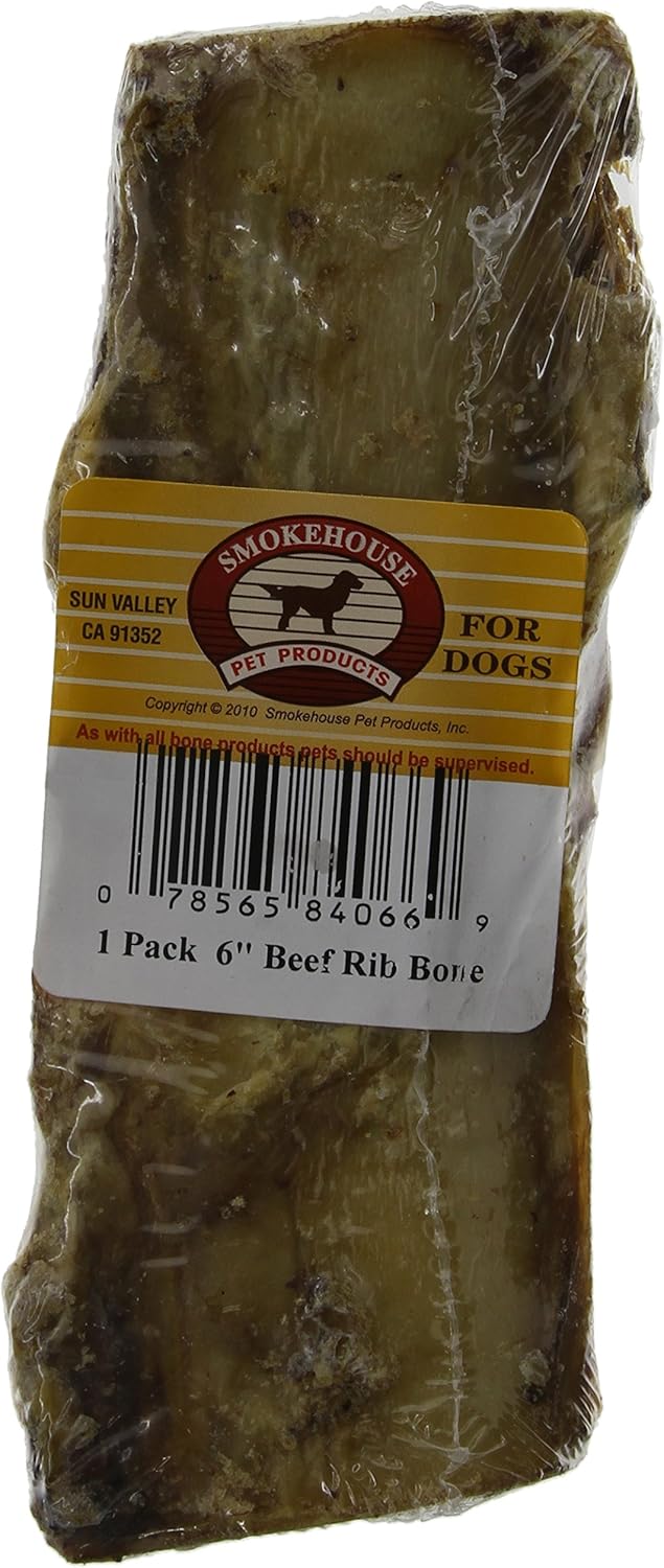 Smokehouse Pet Products Dsm84066 Smoked Beef Rib Bone Dog Treat, 6-Inch, (Pack Of 1)