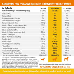 Zesty Paws Multivitamin Treats for Dogs - Glucosamine Chondroitin for Joint Support + Digestive Enzymes & Probiotics - Grain Free Dog Vitamin for Skin & Coat + Immune Health - Chicken Flavor - 90ct