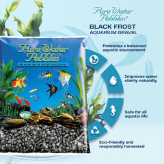 Pure Water Pebbles Jet Black Aquarium Gravel - Non-Toxic, Colorfast, Vibrant Substrate for Aquariums, Terrariums, Ponds & Crafts