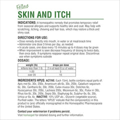 HomeoPet Feline Skin and Itch, Safe and Natural Cat Supplement for Itchy Skin, Skin and Itch Relief for Cats, 15 Milliliters