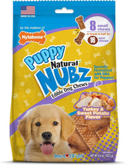 Nylabone Nubz Natural Edible Dog Chew Treats for Puppies, Long Lasting Dog Bones Made in USA, Turkey & Sweet Potato Flavor, for Puppies