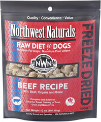 Northwest Naturals Freeze-Dried Beef Dog Food - Bite-Sized Nuggets - Grain-Free, High-Protein, Raw Diet, Human-Grade Ingredients, All Natural, Premium Quality, Healthy & Nutritious, Made in USA, 25 Oz