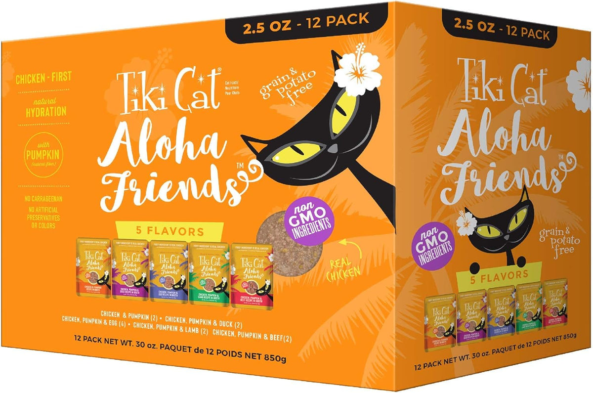 Tiki Cat Aloha Friends Variety Pack, Meaty Flavors Mixed with Pumpkin, Wet, High-Protein & High-Moisture Cat Food, For All Life Stages